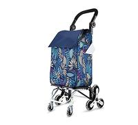 Trolley-Tasche Einkaufswagen Faltbar 8 PU-Räder (360° schwenkbare Vorderrollen) Abnehmbar Treppensteigen Schwerlast 65kg Groß 45L Wasserdicht klappbarer Shopping trolley Supermarkt Reisen Picknick