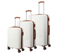 Trolleyset TRAVELITE "BALI 3-teilig Hartschale", braun (weiß, cognac), ABS, unifarben, Koffer-Sets, TSA-Schloss - robustes Reisegepäck (93786537-0) weiß, cognac