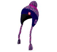 Trollkids Mädchen Wollmütze mit Bommel Borgund, Marineblau/Magenta, Größe Small
