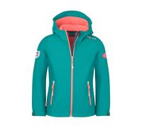 Trollkids - Girl's Trollfjord Jacket - Softshelljacke, Gr. 128, türkis (OceanGreen/CoralPink/MidnightPetrol)