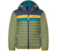 Trollkids - Kid's Eikefjord Jacket - Kunstfaserjacke, Gr. 140, oliv (Moss/MysticBlue/GoldenYellow)