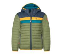 Trollkids - Kid's Eikefjord Jacket - Kunstfaserjacke, Gr. 98, oliv (Moss/MysticBlue/GoldenYellow)