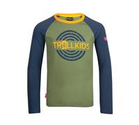 Trollkids Unisex - Kinder Preikestolen Kapuzenpullover Hoodie aus Baumwolle, Mossgrün/Nachtblau, Größe 140