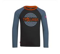 Trollkids Kids Preikestolen Longsleeve 164, Black/Steel Blue