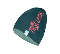 Trollkids - Kid's Troll Beanie Long - Mütze, Gr. 48 cm-52 cm 48-52 cm - 2-5 Years, blau (DustyTeal/MidnightPetrol/CoralPink)