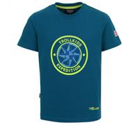 Trollkids - Kid's Windrose T - T-Shirt, Gr. 104, blau (Petrol/Lime)