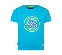 Trollkids - Kid's Windrose T - T-Shirt, Gr. 110, blau (PoolBlue/WildLime)