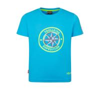 Trollkids - Kid's Windrose T - T-Shirt, Gr. 128, blau (PoolBlue/WildLime)