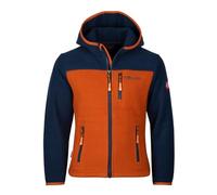 Trollkids Kinder Fleece-Jacke Stavanger mit Kapuze, Nachtblau/Zimt, Größe 104