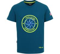 Trollkids - Kid's Windrose T - T-Shirt, Gr. 110, blau (Petrol/Lime)