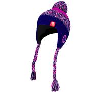Trollkids Mädchen Wollmütze mit Bommel Borgund, Marineblau/Magenta, Größe Small