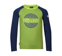 Trollkids Unisex - Kinder Preikestolen Kapuzenpullover Hoodie aus Baumwolle, Kiwigrün/Mystikblau, Größe 92