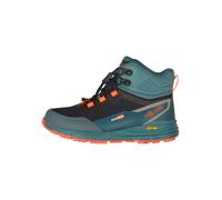 Outdoorschuh TROLLKIDS "KIDS SKARVAN HIKER MID XT", Gr. 34, stormy blau, flame orange, schwarz, Mesh, Synthetik, sportlich, Schuhe, wasserdicht, Vibram Sohle, Schnellverschluss, reflektierende Details