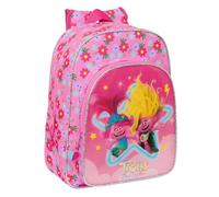 TROLLS 3 Animierter Schulrucksack, Kinderrucksack, Kinderrucksack, anpassbar an den Kinderwagen, ideal für Schulkinder, bequem und vielseitig, Qualität und Widerstandsfähigkeit, 26 x 11 x 34 cm, Rosa,