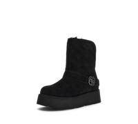 GUESS Winterstiefel für Damen, schwarzes Wildleder, Plateausohle, dekorative Schnalle, Schwarz , 37 EU