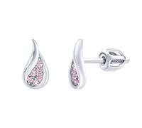 Tropfen Ohrstecker aus Silber 925 EMILIE mit rosa Brilliance Zirconia