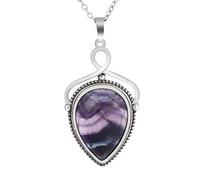 Tropfenförmige Kristallkette Für Damen Und Herren, 26 X 45 Mm, Birnenförmig, Naturstein, Heilstein, Anhänger, Halskette Mit 63,5 Cm Kette, Statement, Handgefertigter Schmuck, Geschenke, Fluorit