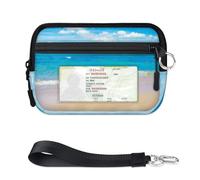Tropical Ocean Beach Geldbörse für Damen, Herren, Kinder, Mädchen, Jungen, Geldbörsen, Mini-Reißverschluss, Kartenetui mit Ausweisfenster, leicht, tragbar, kleine Münzkarten-Organizer-Tasche