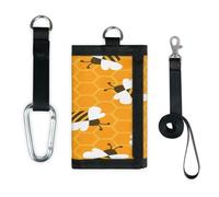 TropicalLife Bee Wallet Slim Small Pocket Money Organizer Bag Bee with Honey Lightweight Portable Change Purse