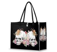 TropicalLife Große Handtasche mit Totenkopf-Motiv, für Damen, Jugendliche, Mädchen, Schultertasche, Shopper Arbeit, Fitnessstudio, Organizer, Tasche, Tragegriff oben, farbig, XX-Large