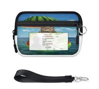 TropicalLife Lustige Katzen-Geldbörse für Damen, Herren, Kinder, Mädchen, Jungen, Regenschirm, Katze, Meer, Geldbörse, Mini-Reißverschluss, Kartenetui mit Ausweisfenster, leicht, tragbar, kleine