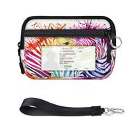 TropicalLife Niedliche Zebra-Geldbörse für Damen, Herren, Kinder, Mädchen, Jungen, buntes Zebra-Design, Mini-Reißverschluss, Kartenetui mit Ausweisfenster, leicht, tragbar, kleine