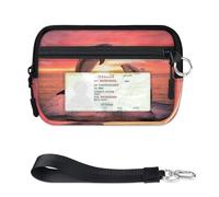 TropicalLife Sunset Ocean Animal Delfin Geldbörse für Damen Herren Kinder Mädchen Jungen Geldbörsen Mini Reißverschluss Kartenetui mit Ausweisfenster Leicht Tragbar Kleine Münzkarten-Organizer-Tasche