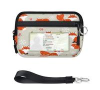 TropicalLife Winter Fox Süße Geldbörse für Damen Herren Kinder Mädchen Jungen Fuchs Cartoon Geldbörsen Mini Reißverschluss Kartenetui mit Ausweisfenster Leicht Tragbar Kleine Münzkarte Organizer