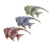 Tropische Fisch Broschen mit Diamantmotiv 3 Stück aus Legierung | 3d Strassdetails, Sichere Rollnadel Verschlüsse, Modisches Accessoire für Cardigan, Tasche, Büro und Ball