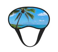 Tropische Schlafmaske mit tropischem Meer, Kokosnussbaum, weich, bequem, Augenmaske mit verstellbarem Riemen, Verdunkelung, Augenschlaf für Damen, Mädchen, Herren, Reisen, Yoga, Nickerchen