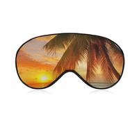 Tropische Strandpalme Sonnenuntergang Augenmaske, seitliche Schlafmaske, leichte Augenbinde, Schlafmaske, Nasenpolster und Gummiband für Kinder, Frauen und Männer