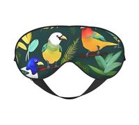 Tropische Vogel- und Pflanzenblatt-Augenmaske, Schlafmaske für Männer und Frauen, 100% Verdunkelung, kein Druck auf die Augen, weich und atmungsaktiv
