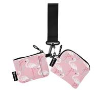 Tropischer Pfirsich-Flamingo-Damen-Münzbeutel, Kartenhalter, niedlich, modisch, Geldbörse, Tasche mit Handgelenkschlaufe für Damen und Mädchen, 2 Stück, Tropischer Pfirsich-Flamingo, 1 size
