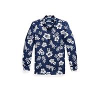 Tropisches Classic-Fit Leinenhemd M Blue