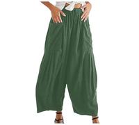 Trousers For Women Cargohose Damen Schwarz Bauchweg Hose Damen Einfarbiges Stretch Weite Hose Mit Taschen Tunnelzug Elastische Taille Freizeithose Locker Sommerhose Damen Freizeithose (Minzgrün Xxl)