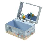 Trousselier Schmuckkiste mit Musik Ozeanblau für Kinder zur Geburt oder zum Geburtstag, leuchtet im Dunkeln, mit Gravur, enthält eine Schmuckbox und eine Spieluhr