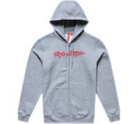 Troy Lee Designs Zip Up Signature Hoodie Grau/Heather/Rot - L