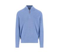Fynch-Hatton Strickpullover mit Troyer-Kragen und Label-Stitching in Hellblau, Größe M