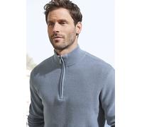 Troyer AUTHENTIC LE JOGGER, Herren, Gr. XXL (60/62), blau, Strick, Obermaterial: 50% Baumwolle, 50% Polyacryl, unifarben, regular fit normal, V-Ausschnitt, Bündchen, Pullover Troyer, Pullover mit Steh