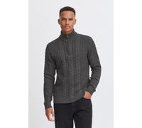 Troyer BLEND "BHBASIM", Herren, Gr. S, charcoal mix, Grobstrick, 50% Baumwolle, 47% Polyacryl, 3% Nylon, Strukturmuster, Basic, normal normal, ohne Ausschnitt, Pullover Troyer, Klassischer Troyer mit