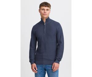 Troyer BLEND "BHGomaza", Herren, Gr. M, marineblaus, Feinstrick, 100% Baumwolle, unifarben, Basic, regular fit normal, ohne Ausschnitt, eingesetzt, Pullover Troyer, Stilvoller Troyer mit Reißverschlus