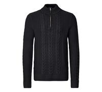 Stehkragenpullover BLEND "BHBASIM HalfZ", Herren, Gr. 3XL, schwarz, Strick, Obermaterial: 50% Baumwolle, 47% Polyacryl, 3% Nylon, unifarben, regular fit normal, Rippbündchen, Pullover (85875804-XXXL) 