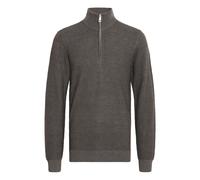 Troyer BLEND "BHMGOMAZA", Herren, Gr. S, charcoal mix, Feinstrick, 100% Baumwolle, unifarben, Basic, regular fit normal, ohne Ausschnitt, eingesetzt, Pullover Troyer, Stilvoller Troyer mit Reißverschl
