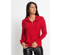 Troyer BONPRIX, Damen, Gr. 40/42 (M), rot (tiefrot), Obermaterial: 100% Polyacryl, bequem, Pullover Troyer, aus Polyacryl, mit Reißverschluss, überschnittene Schulter (81447022-40)