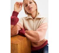 Troyer BONPRIX, Damen, Gr. 52/54 (XXL), beige (creme, altrosa, bordeaux quer gestreift), Strick, Obermaterial: 76% Polyacryl, 24% Polyester, mehrfarbig, oversize hüftlang, Rundhals, weit Strickbündche