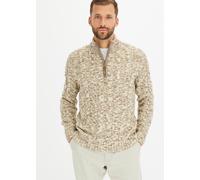 Troyer BONPRIX "Troyer Pullover mit Reißverschluss", Herren, Gr. 60/62 (XXL), beige (beige meliert), Strick, Obermaterial: 100% Polyacryl, Zopfmuster, meliert, regular fit hüftbedeckend, Rundhals, Str