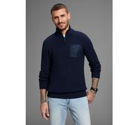 Troyer BRUNO BANANI, Herren, Gr. 3XL (64/66), blau (marine), Strick, Obermaterial: 50% Baumwolle, 50% Polyacryl, unifarben, slim fit, Bündchen, Pullover Troyer, mit Brusttasche (49293408-XXXL) marine