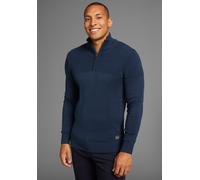 Troyer BRUNO BANANI, Herren, Gr. M (48/50), blau (marine), Strick, Obermaterial: 50% Baumwolle, 50% Polyacryl, Basic schmal, Rippbündchen, Pullover Troyer, mit Reißverschluss (66223822-M)