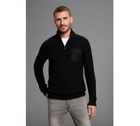 Troyer BRUNO BANANI, Herren, Gr. M (48/50), schwarz, Strick, Obermaterial: 50% Baumwolle, 50% Polyacryl, unifarben, slim fit, Bündchen, Pullover Troyer, mit Brusttasche (59286564-M) schwarz