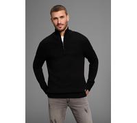 Troyer BRUNO BANANI, Herren, Gr. XXL (60/62), schwarz, Strick, Obermaterial: 50% Baumwolle, 50% Polyacryl, Basic schmal, Rippbündchen, Pullover Troyer, mit Reißverschluss (86429057-XXL)